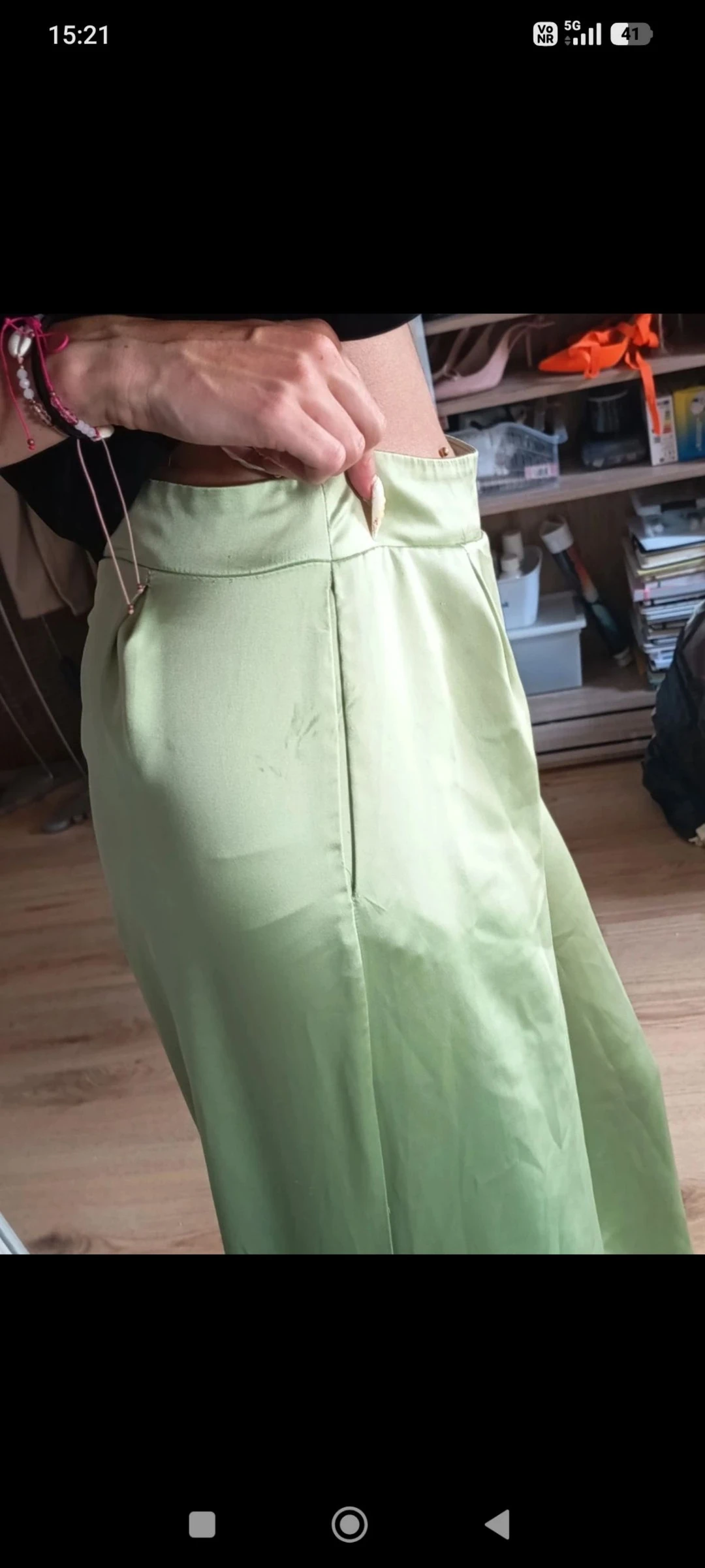 Calça de cetim verde – photo 4